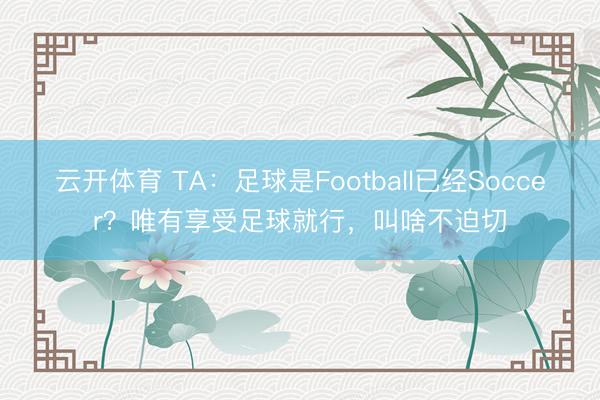 云开体育 TA：足球是Football已经Soccer？唯有享受足球就行，叫啥不迫切