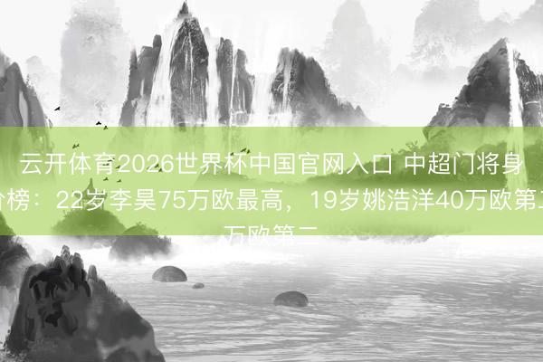 云开体育2026世界杯中国官网入口 中超门将身价榜：22岁李昊75万欧最高，19岁姚浩洋40万欧第二