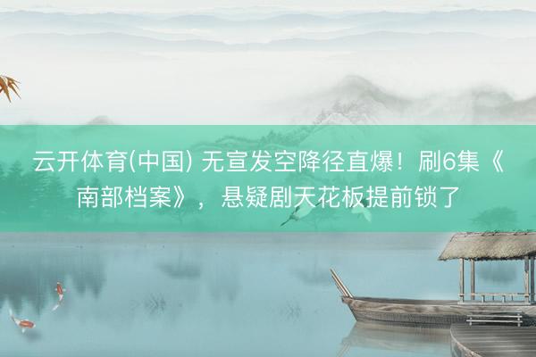云开体育(中国) 无宣发空降径直爆！刷6集《南部档案》，悬疑剧天花板提前锁了