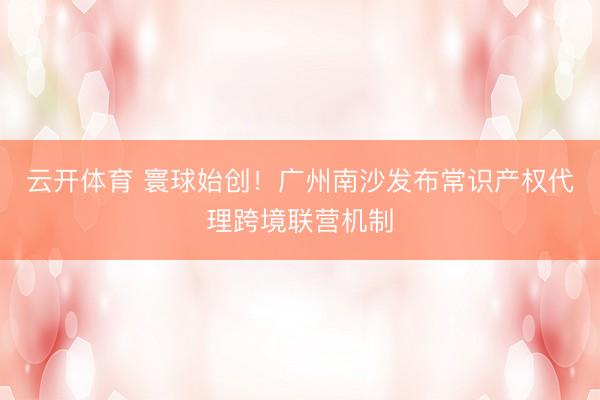 云开体育 寰球始创!广州南沙发布常识产权代理跨境联营机制