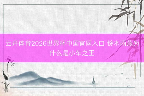 云开体育2026世界杯中国官网入口 铃木雨燕为什么是小车之王